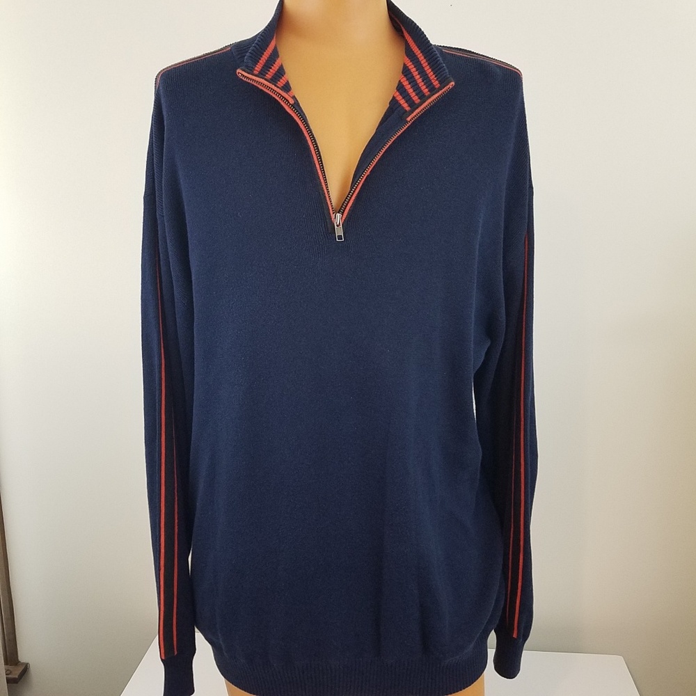 Fila Sport Quarter Zip Sweater Blue Sz Large